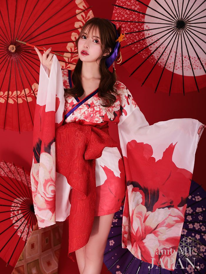 4月下旬入荷予定》【2点セット】花魁 ミニ 純白花魁 花柄シフォン 花魁 