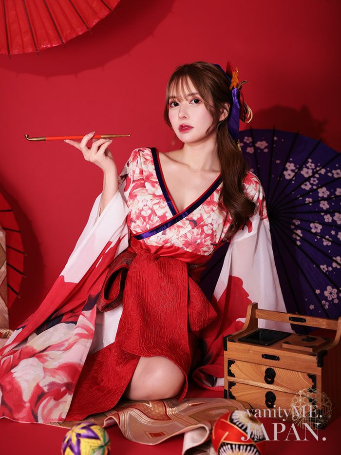 4月下旬入荷予定》【2点セット】花魁 ミニ 純白花魁 花柄シフォン 花魁 