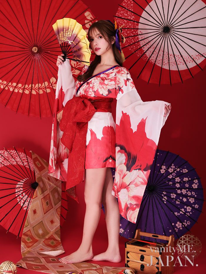 4月下旬入荷予定》【2点セット】花魁 ミニ 純白花魁 花柄シフォン 花魁 