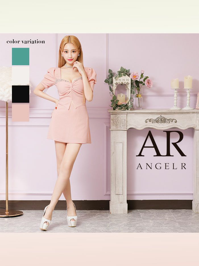 angel r AR ピンク ハイネック ビジュードレス Sサイズ ANGELR ドレス
