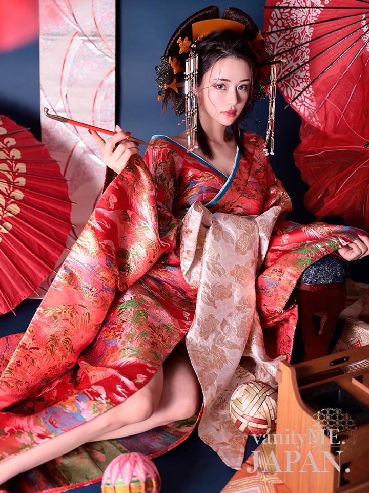 花魁 大奥 花魁コスチューム 赤 和柄 本格和装 着物 花魁ドレス vcsot-231019