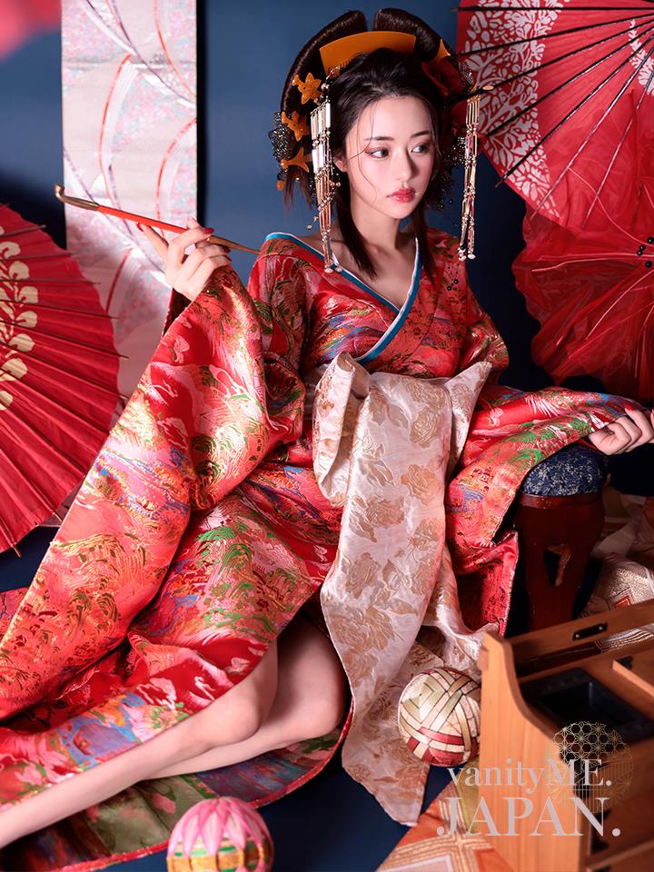 花魁 大奥 花魁コスチューム 赤 和柄 本格和装 着物 花魁ドレス vcsot-231019