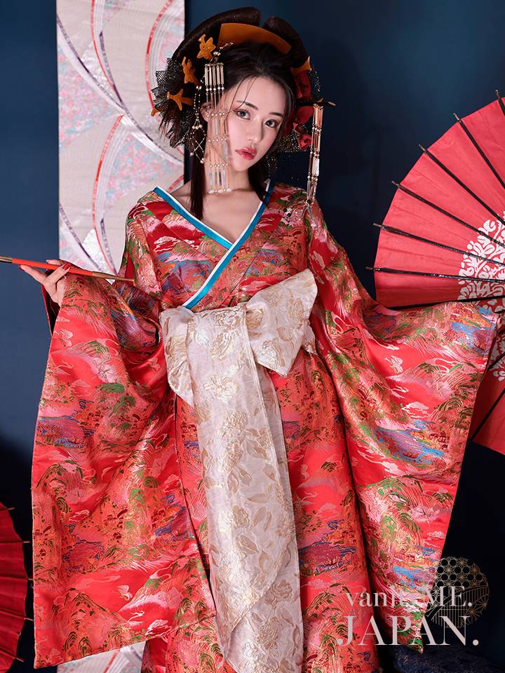 花魁 大奥 花魁コスチューム 赤 和柄 本格和装 着物 花魁ドレス vcsot-231019