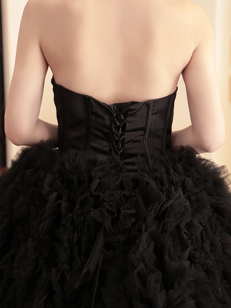 vanityME.couture. バニティミークチュール ベアトップ ボリュームフリル プリンセス 姫 ロングドレス バースデードレス ブラック vctr-t-2397-1