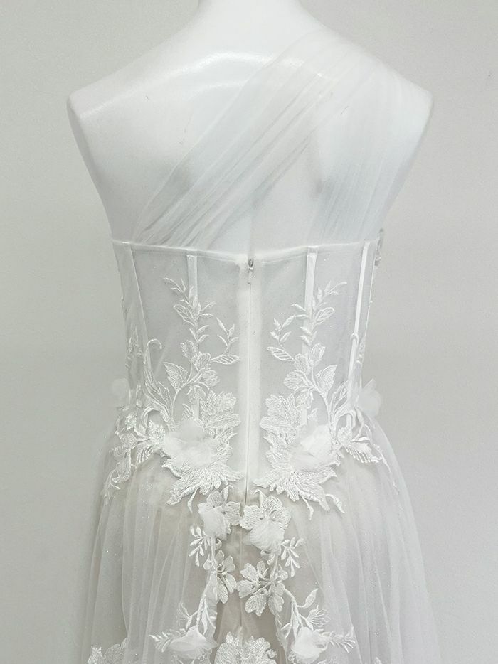 vanityME.couture. バニティミークチュール バースデードレス ワンショルダー フラワー ロングドレス ホワイト  vctr-la-2382-3