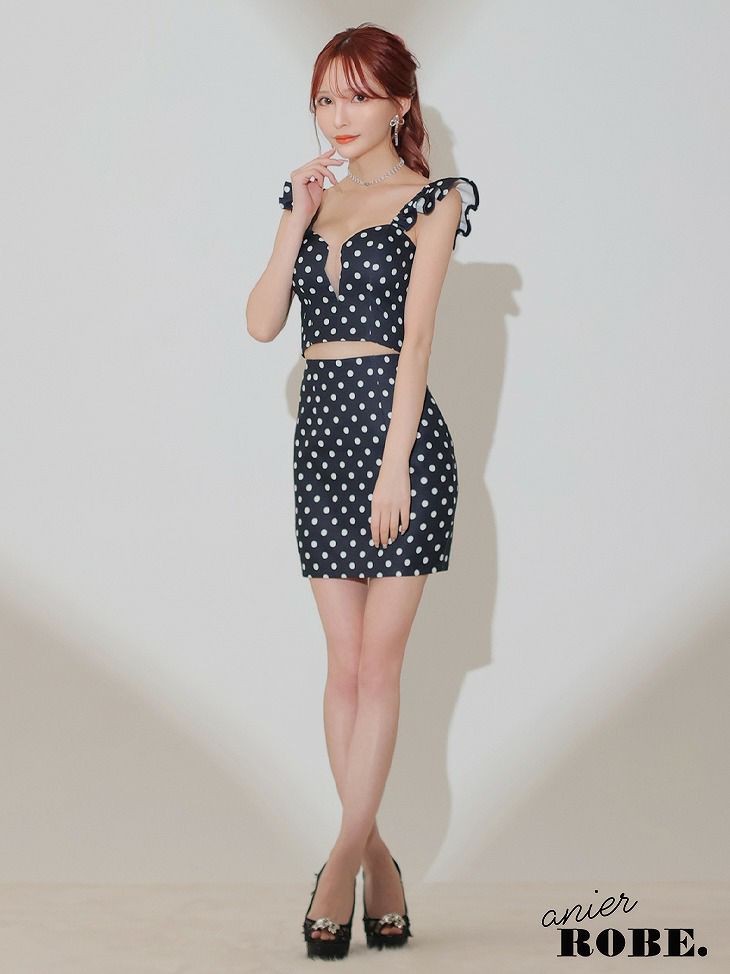 ROBE de FLEURS anier.ROBE ローブドフルール アニエルローブ dot bust cut frill setup dress fm-anier4041-c