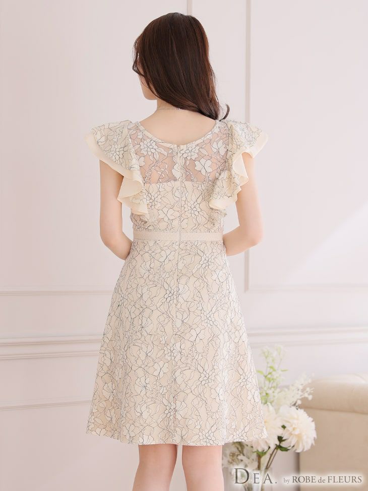 【ROBE de FLEURS SALE】DEA ディア バイ ローブドフルール ブルー 総レースｘデコルテパールフレアキャバドレス de2621-1-s24