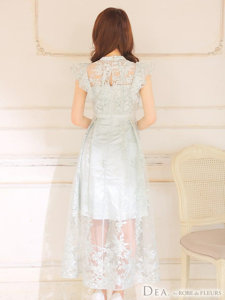 【ROBE de FLEURS SALE】DEA ディア バイ ローブドフルール アイボリー シースルーレースマキシキャバドレス de2641-1-s24