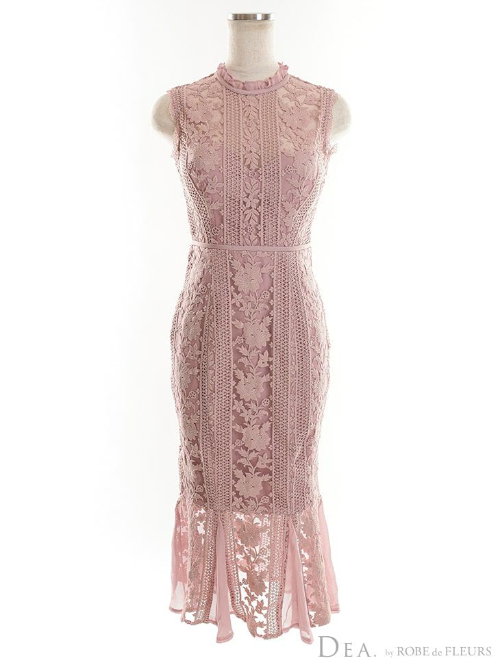 【ROBE de FLEURS SALE】DEA ディア バイ ローブドフルール ブラック レースノースリーブマーメイドキャバドレス de2665-1-s24