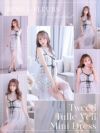【ROBE de FLEURS SALE】ローブドフルール ブラック×ホワイト ツイード×チュールベール2WAYミニキャバドレス fm2559-1-s24