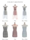 【ROBE de FLEURS SALE】ローブドフルール ブラック×ホワイト ツイード×チュールベール2WAYミニキャバドレス fm2559-1-s24