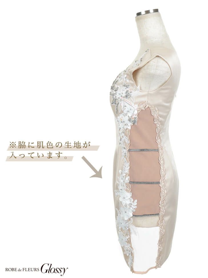 【ROBE de FLEURS SALE】Glossy ローブドフルールグロッシー ピンク ブライトシアーキャバドレス gl2006-1-s24