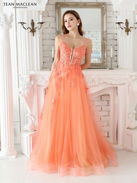 JEAN MACLEAN ジャンマクレーン ショルダーリボン/コルセットレース/刺繍/姫/ロングドレス ブルー 【リボン取り外し可】 ja41554-4