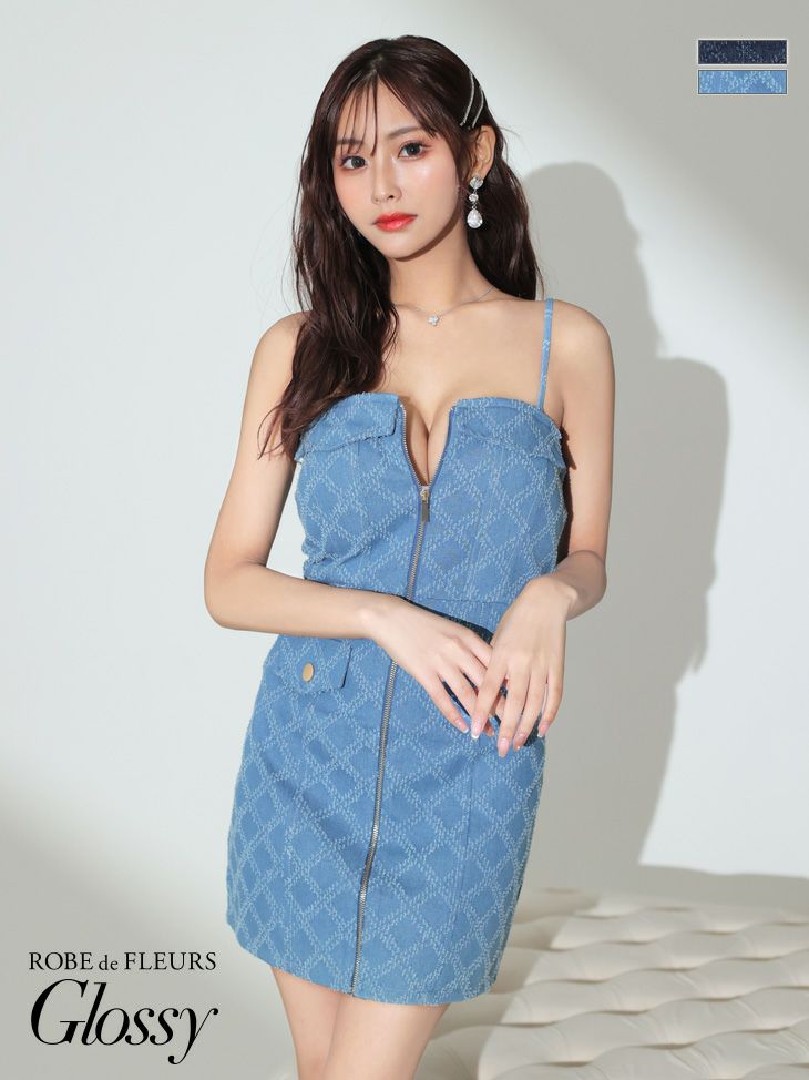 XSサイズあり【Glossy/グロッシー】センタージップ/ デニム