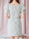 ROBE de FLEURS ローブドフルール ベルトデザインパフスリーブドットセットアップミニキャバドレス fm3703-c