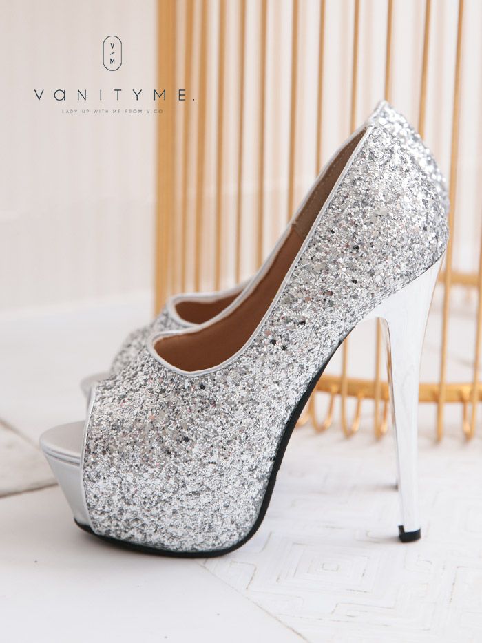 vanityME.オリジナル グリッターラメ オープントゥ パンプス
