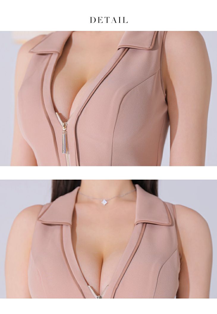 Glossy ローブドフルールグロッシー ノースリーブバストオープンパイピングフレアミニキャバドレス gl3173-c