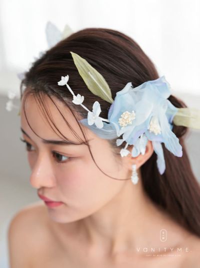  【2点セット】vanityME.couture. フラワーコサージュ ヘッドアクセ [ブルー] vcsit-2433