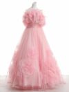 vanityME.couture. バニティミークチュール ローズモチーフショール 立体フラワーモチーフ ボリュームチュール プリンセス 姫 ロングドレス バースデードレス ピンク 【ショール取り外し可能】 vctr-l-2430