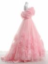 vanityME.couture. バニティミークチュール ローズモチーフショール 立体フラワーモチーフ ボリュームチュール プリンセス 姫 ロングドレス バースデードレス ピンク 【ショール取り外し可能】 vctr-l-2430