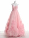 vanityME.couture. バニティミークチュール ローズモチーフショール 立体フラワーモチーフ ボリュームチュール プリンセス 姫 ロングドレス バースデードレス ピンク 【ショール取り外し可能】 vctr-l-2430