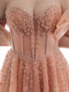 【3点セット】vanityME.couture. バニティミークチュール オフショル ビッグリボン フラワービジュー リボンショール付き プリンセス 姫 ロングドレス バースデードレス ピンク vctr-l-2425-2