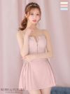 ROBE de FLEURS ローブドフルール アイボリー チェックビジューサイドリボンセットアップミニキャバドレス fm3722-1
