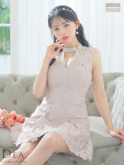 ROBE de FLEURS ローブドフルール ホワイト 肩リボン総レース