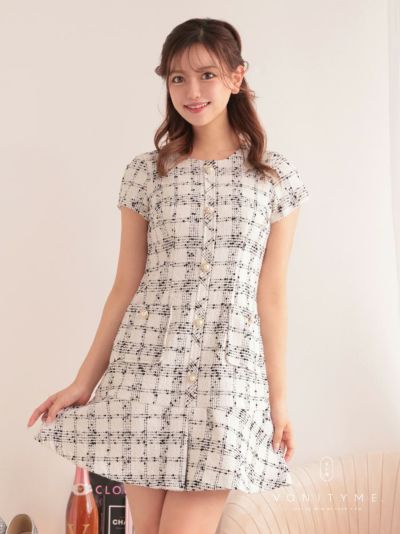 vanityME.Dress ツイードワンピース シンプルドレス ミニドレス