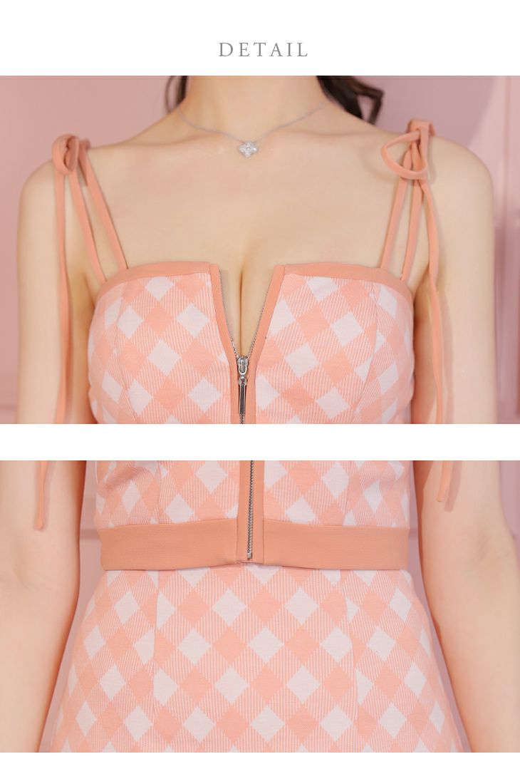 ROBE de FLEURS バストジッパー×ショルダーリボンミニキャバドレス ROBE de FLEURS バストジッパー×ショルダーリボンミニキャバドレス