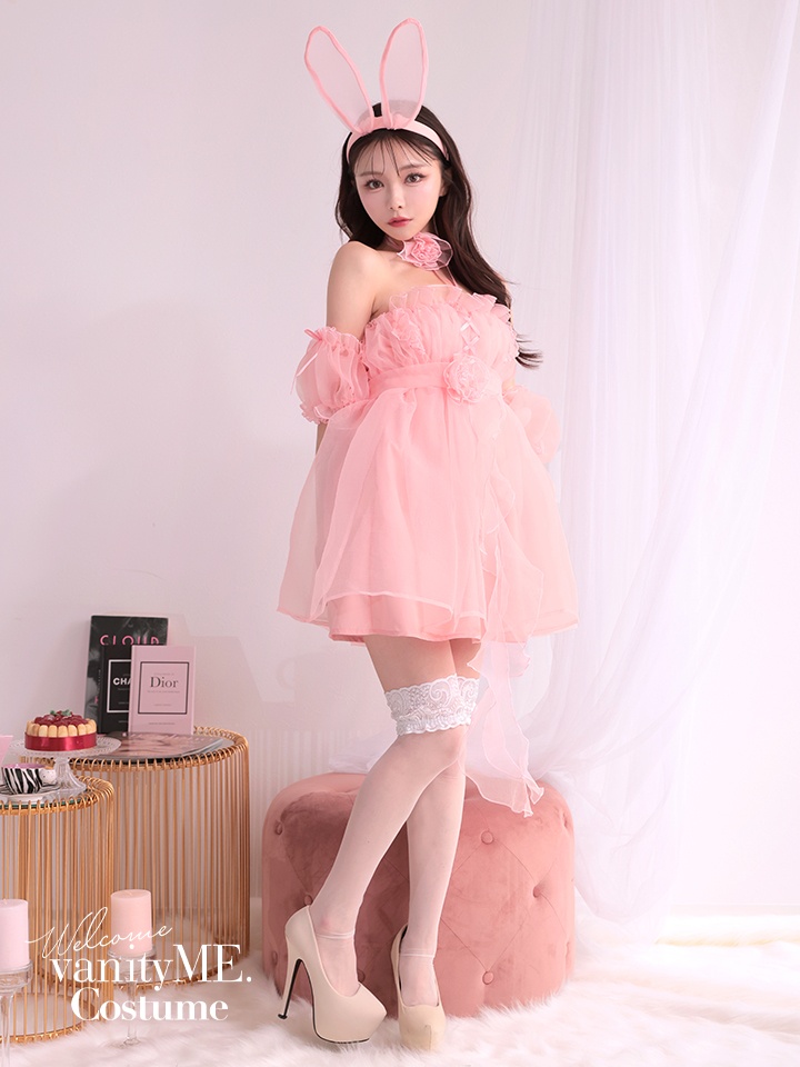 【6点セット】Flower Tulle BUNNY フラワーチュールバニー[ピンク] vcsbn-23341-3