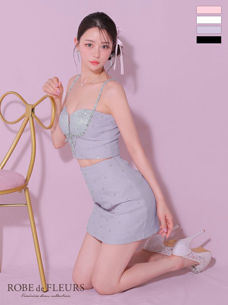 ROBE de FLEURS ローブドフルール ビジューリボンラインスパーク