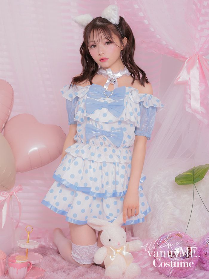 【3点セット】COTTON CANDY CAT コットンキャンディキャット ホワイト×ブルー [みゆちゃん着用] vcsot-10209-3