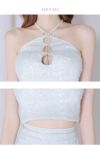 ROBE de FLEURS ローブドフルール フロントホールトリプルリボンホルターネックラメミニキャバドレス fm3228-c