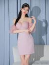 ROBE de FLEURS ローブドフルール バルーンスリーブオフショルビジュータイトキャバドレス fm2923-c