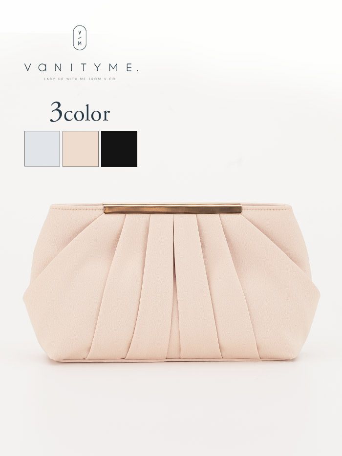 haremode ハレモード フォーマル タックデザイン クラッチバッグ パーティーバッグ ベージュ・シルバー・ブラック vim-am-5070