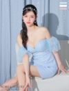 ROBE de FLEURS ローブドフルール アイボリー バルーンスリーブオフショルビジュータイトキャバドレス fm2923-2