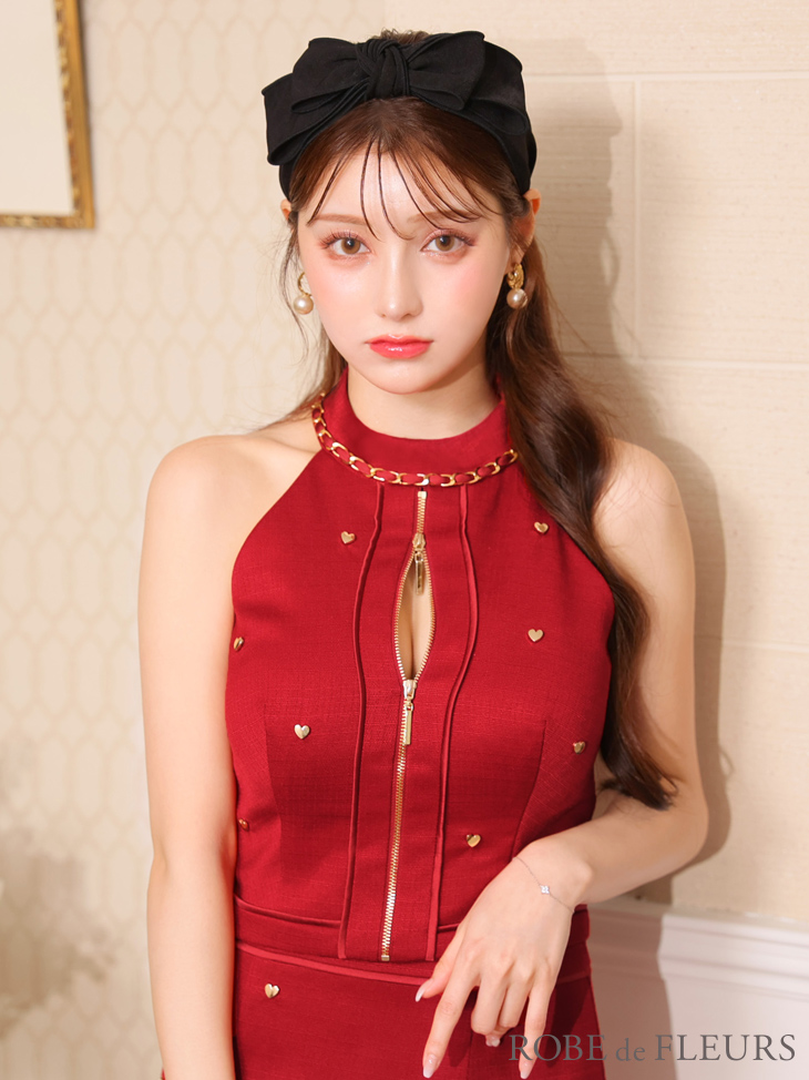 ROBE de FLEURS ローブドフルール ハートスタッズバストジップセットアップミニキャバドレス fm3751-2