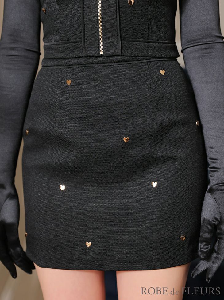 ROBE de FLEURS ローブドフルール ハートスタッズバストジップセットアップミニキャバドレス fm3751-2