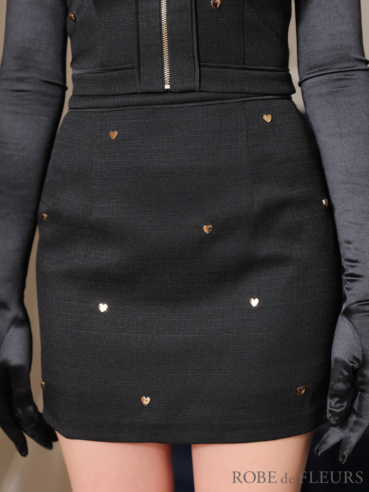 ROBE de FLEURS ローブドフルール ハートスタッズバストジップセットアップミニキャバドレス fm3751-2