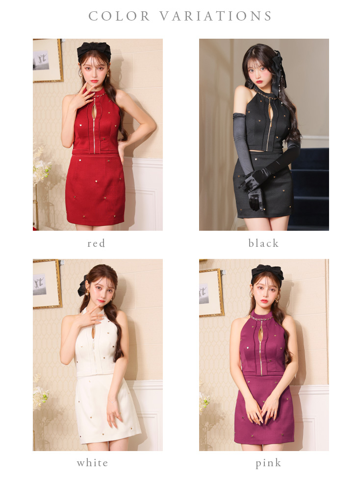 ROBE de FLEURS ローブドフルール ハートスタッズバストジップセットアップミニキャバドレス fm3751-2