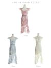 ROBE de FLEURS ローブドフルール アイボリー レース×オーガンジーバストチャームセットアップロングドレス fm2912-3