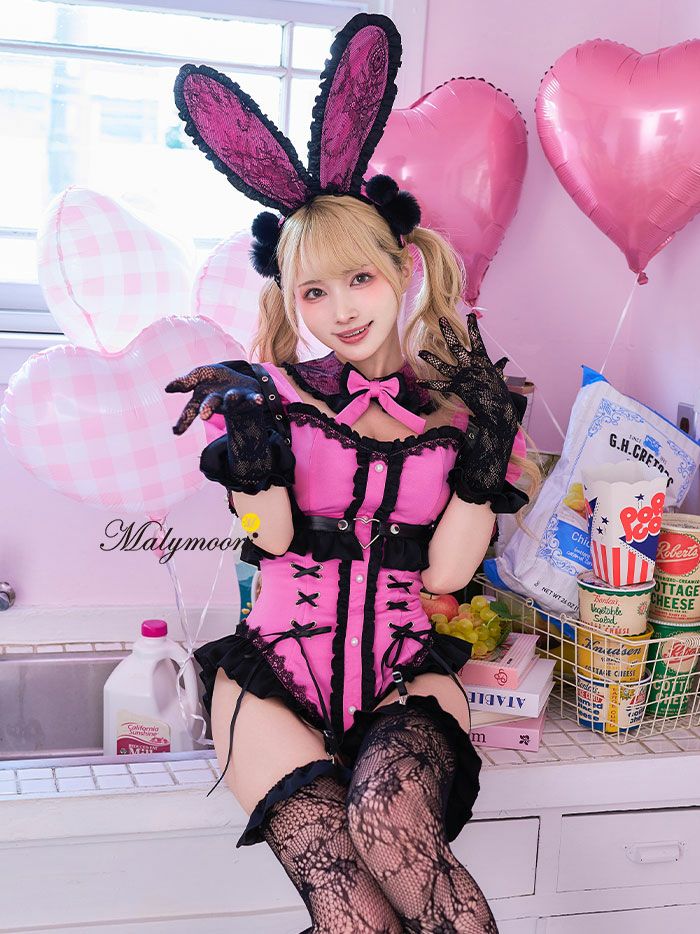 【8点セット】Malymoon マリームーン マドンナロゼ地雷バニー [ピンク×ブラック] ml10079