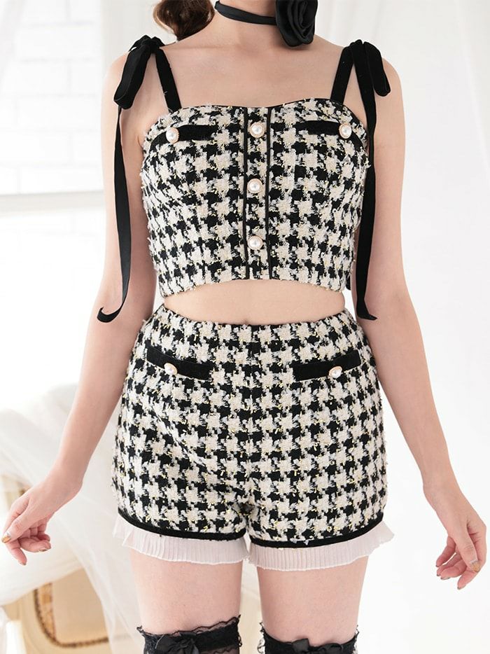 【3点セット】No.5 ツイードセットアップパンツバニー ブラック vcsbn-240313