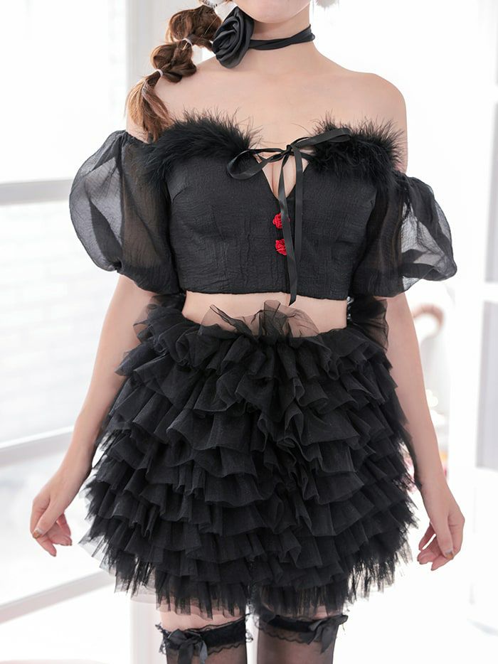 【3点セット】Tulle&Puff Bunny. ブラック vcsbn-240319-1