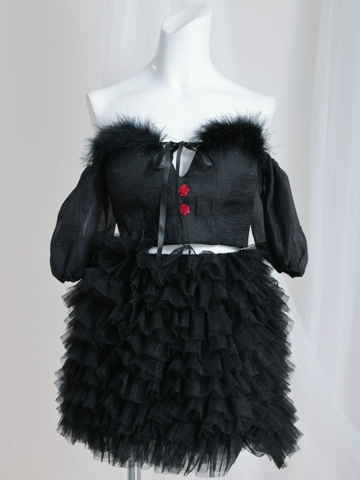 【3点セット】Tulle&Puff Bunny. ブラック vcsbn-240319-1