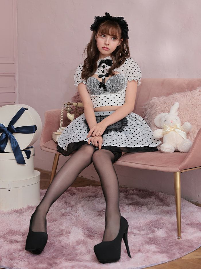 【3点セット】Polca Dots Maid. ホワイト vcsmd-24571-1