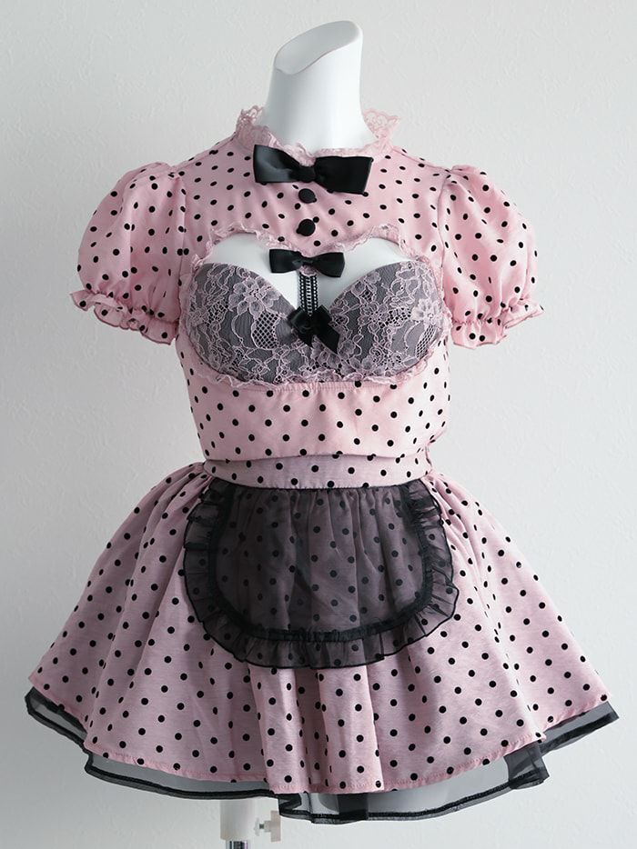 【3点セット】Polca Dots Maid. ピンク vcsmd-24571-3