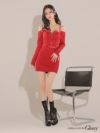 Glossy ローブドフルールグロッシー 長袖×オフショル紐リボンレースデザインセットアップミニキャバドレス gl3748-c