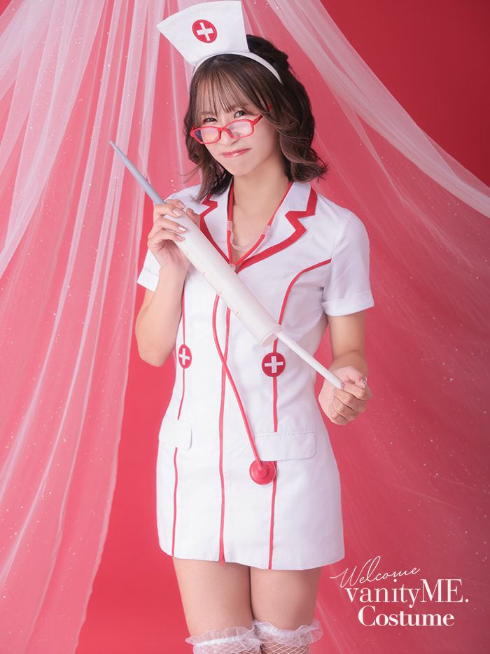 【2点セット】ZIPPER NURSE ジッパー ナース ホワイト×レッド [いちえちゃん着用]vcsnr-10217-ic